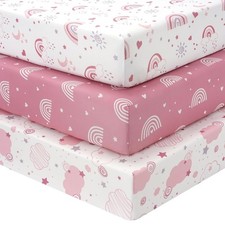 Baby Crib Sheets Girl 3 Pack Toddler Bed Sheets Fitted 52  x28  Standard Crib 