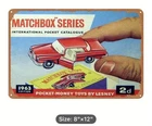 🆕Matchbox✨Tin Metal Sign✨Vintage 1963 INTERNATIONAL  CATALOGUE Look🚒 12"x 8"