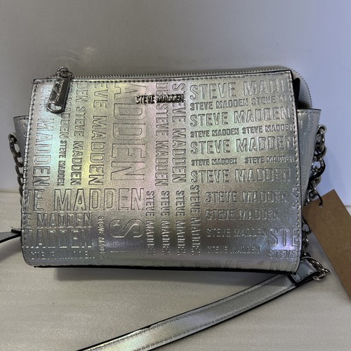 STEVE MADDEN Crossbody Handbag - SILVER METALLIC BLEXI - Brand-New w/tag - Picture 2 of 9