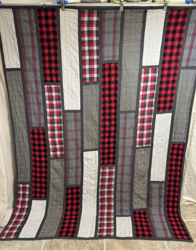 Pottery Barn Hand Quilted Mixed Plaids Patchwork Quilt & Sham 66x85 twin #291