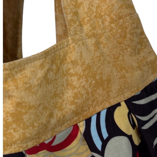 Made by Nancy Handmade Floral Hobo Bag Reversible Cotton Tote Mustard Yellow Red - Picture 10 of 11