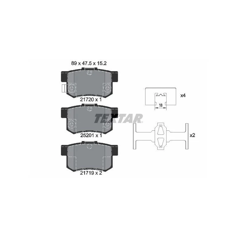 TEXTAR 2172001 Plaquettes de frein arrière pour SX4 Sedici Swift Civic - Photo 1/1