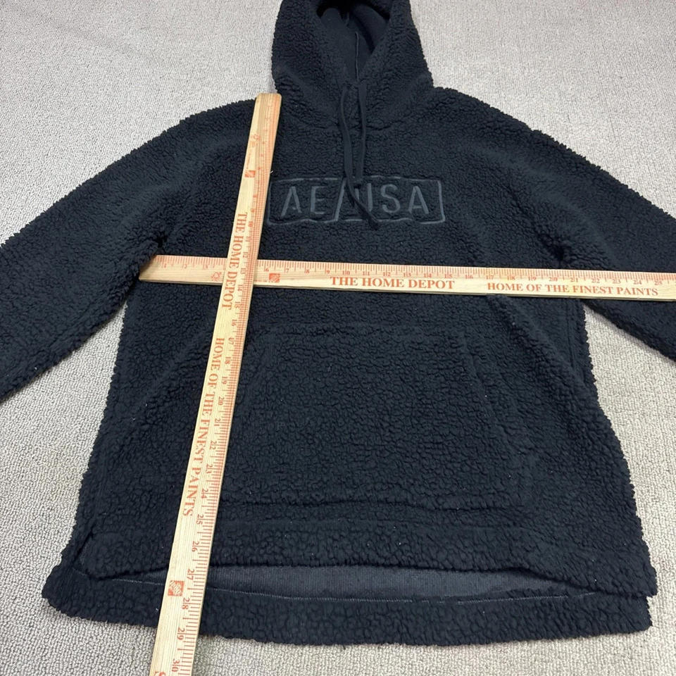 American Eagle Outfitters Hoodie Black Fleece Long Sleeve Pullover Size Medium - Image 2 of 4