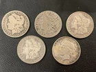 Lot of 5 Silver Dollars 4 Morgan & 1 Peace