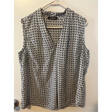 Nine West Black and White Printed Sleeveless V-Neck Camisole