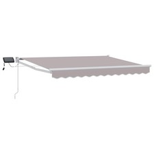 Image of Manual Retractable Awning with LEDs Polyester with PU coating Sun Block vidaXL