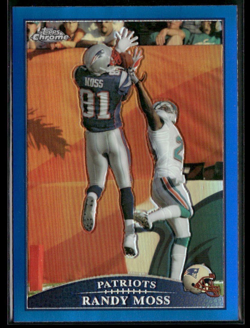2009 Topps Chrome Randy Moss #TC7 Blue Refractor New England Patriots