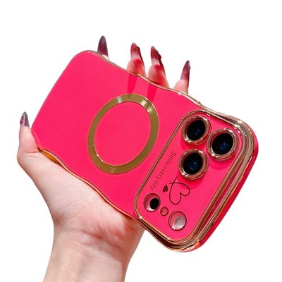 Cute Curly Wave Frame Mag Safe Shockproof Case For iPhone 17 16 15 14 13 Pro Max