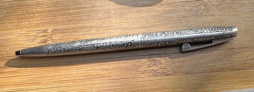 Vintage Sheaffer Sterling Silver Pen White Dot Grapes & Leaves-Needs Ink