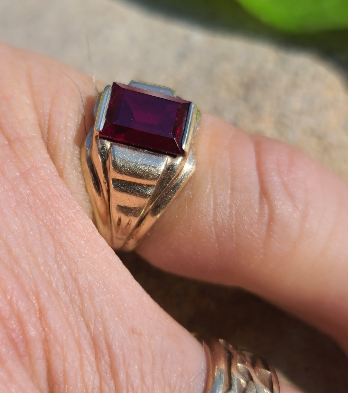 Vintage 10k Solid Yellow Gold Red Ruby Ring 4.75s… - image 11