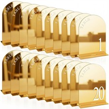 Gold Wedding Table Numbers 1-20 with Stands 5" x 7" Gold Acrylic Wedding Sign...