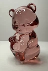 Fenton Rose Pink Glass Teddy Bear Sitting Vintage Paperweight Figurine