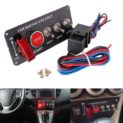 12V Auto Zündung LED Schalter Panel Motor Startknopf Drücken Toggle Switch KFZ