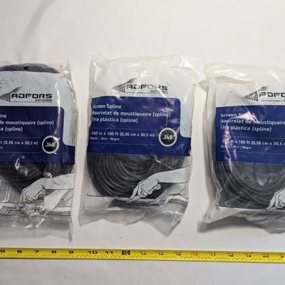 NEW   (2) ADFORS Screen Spline .140 in x 100 ft   Black   Window & Door