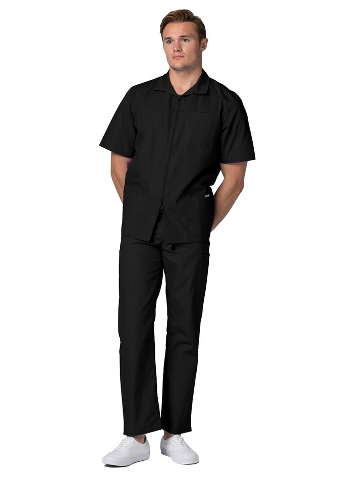 Adar Men Short Sleeve Medical Scrub Doctor Nursing Front Zipper Scrub Jacket - Image 4 of 4