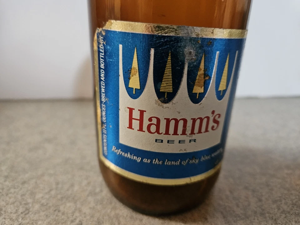 Botella de cerveza Hamms de 11 oz principios de los 60 de la cervecería San Francisco Foto 2 de 4