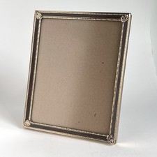 VTG Goldtone Metal  Woodgrain Picture Frame 8x10 Classic Ornate Corners MCM