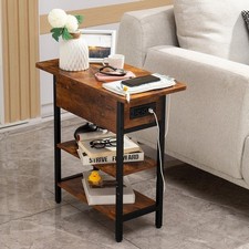 End Table with Charging Station Flip Top Side Table with USB Ports and Outlets