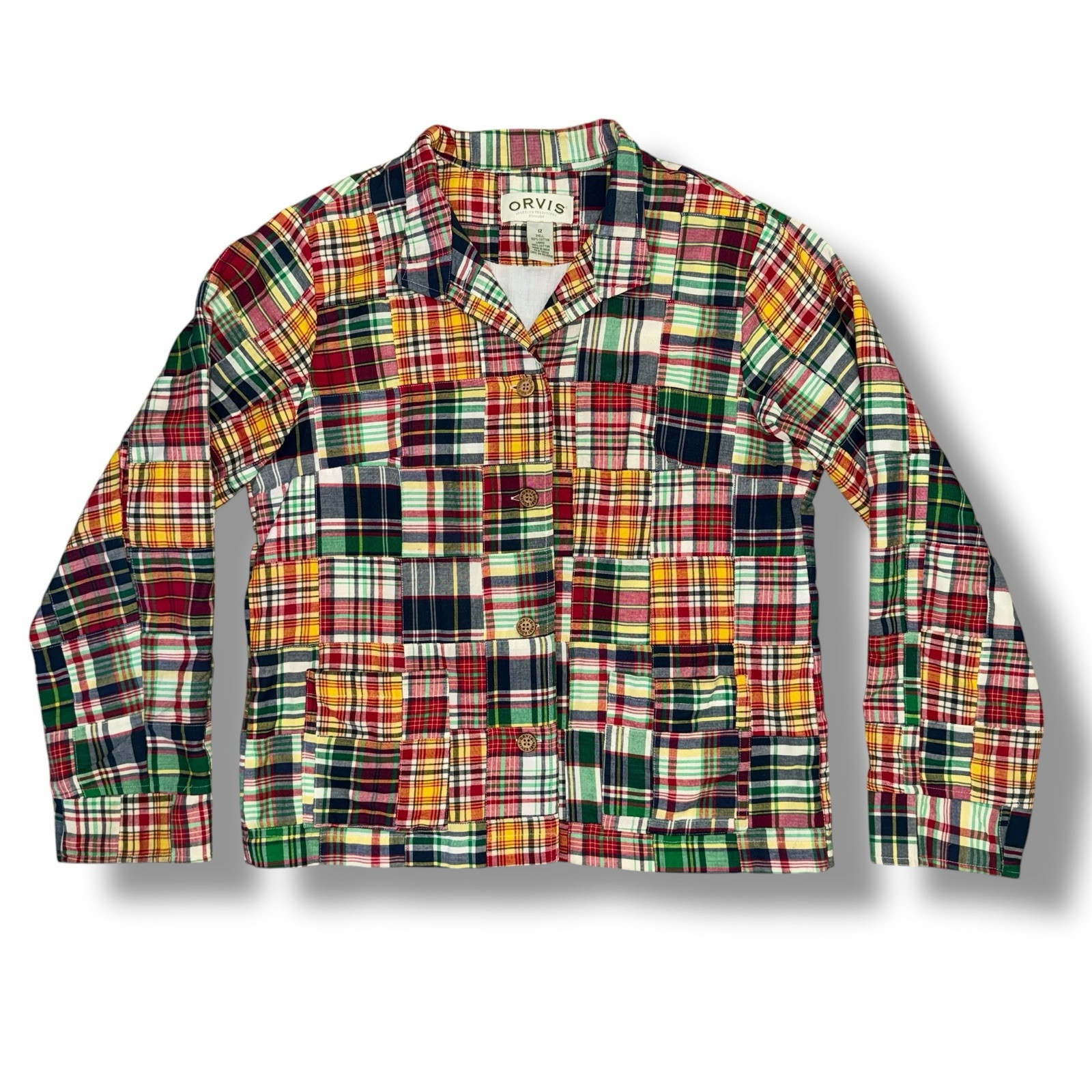 Orvis Jacket Button Down Patchwork Plaid Long Sle… - image 1