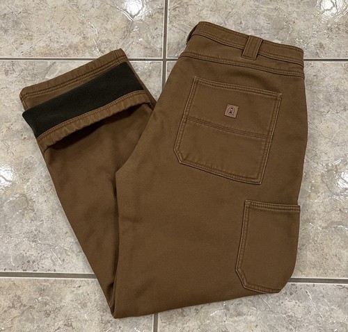 Pantalones de trabajo para hombre 38X32 COLEMAN forrados de lana invierno utilitario lona marrón
