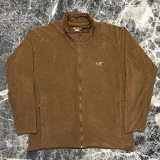 Arcteryx Jacket Mens XXL Brown Fleece Full Zip Polartec Sweater Logo Hiking
