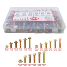 245Pieces Grade 8.8 Flanged Bolts And Nuts Kit Metric Flanged M10 M8 M6 ±0.005mm