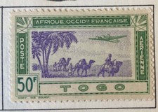 French Togo 1942 airmail camels palm trees 50F MH