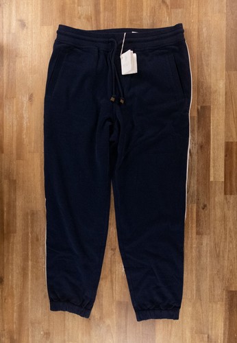 BRUNELLO CUCINELLI felpa jogger blu navy cotone con strisce laterali Large - Foto 5 di 12