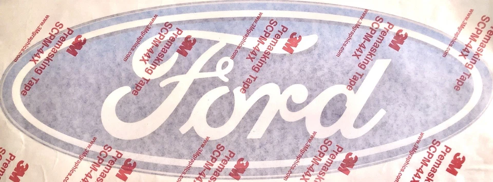 Calcomanía de vinilo ovalada azul Ford hombre cueva tienda de automóviles garaje coche de carreras arte de pared tamaño grande Foto 2 de 4