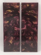 2 PCS COMPOSITE KNIFE HANDLE MATERIAL BLANK SCALES: SANGRIA GOLD 5721