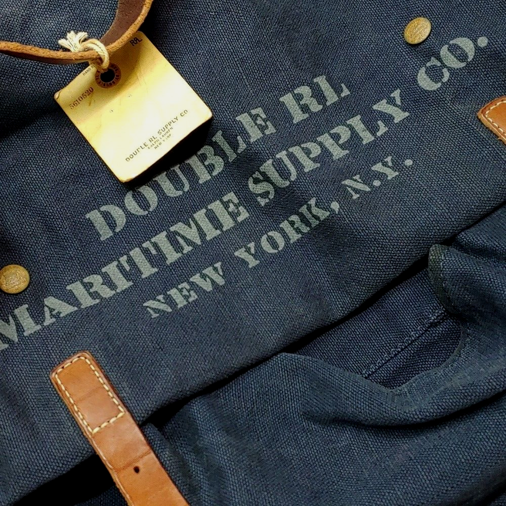 POLO RALPH LAUREN RRL INDIGO CANVAS LEATHER MESSENGER EASTPORT
