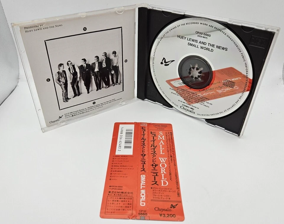 HUEY LEWIS AND THE NEWS Small World Japan Vintage CD CP32 5660 w/OBI 1988 F/S - Image 3 of 4