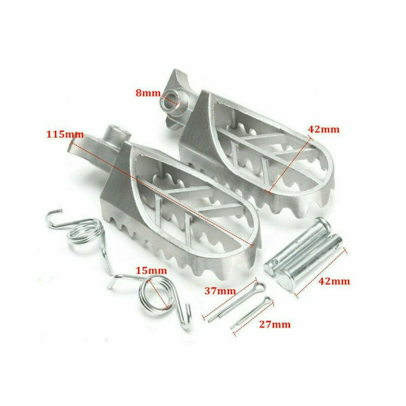 Комплект серебристых подножек для мотоцикла водителя подножка сталь для Suzuki BMW Dirt Bike - Изображение 4 из 4