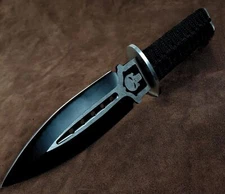 Black Skull Punisher Double-Edged Tactical Fighting/Throwing knife w/Sheath