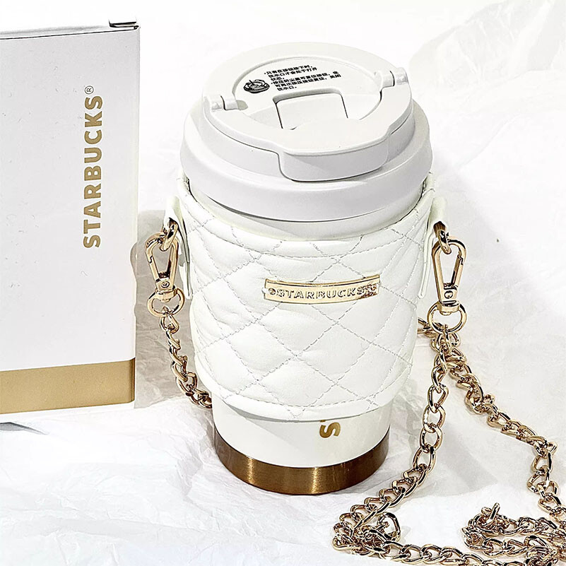 Authentic Starbucks China 2023 White Gold Chain 12oz SS Tumbler