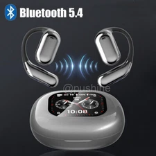Open-Ear Bluetooth Headphones Wireless Earbuds Sport Headset Touch Screen Black