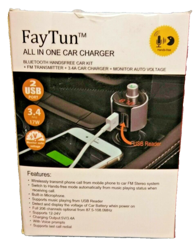 Faytun All In One Car Charger /  Fm Transmitter / 2 USB Charger /  Bluetooth Mic - Afbeelding 3 van 7