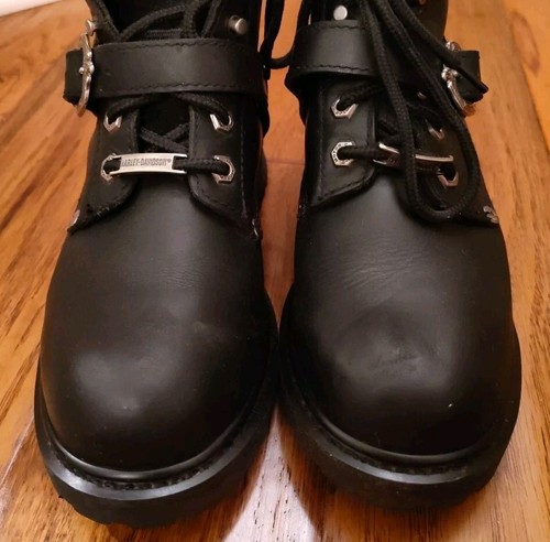 Vintage Harley Davidson Black Leather Boots 81024 Chunky Platform Y2K Biker Sz 8 - Picture 14 of 19
