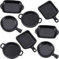 8Pcs 1:12 Dollhouse Metal Miniature Pots Pans Mini Cookware Kitchen Accessories