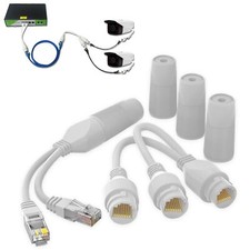Waterproof PoE Combiner Ethernet Splitter Adapter Run 2 IP Cameras 1 Cable