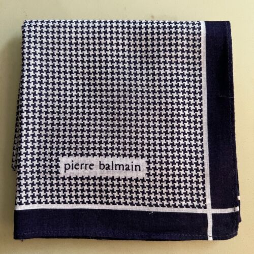MAN HANDKERCHIEF HOUNDSTOOTH BLUE CLASSIC COTTON VTG POCKET ART SQUARE 16” #PB13 - Picture 1 of 3