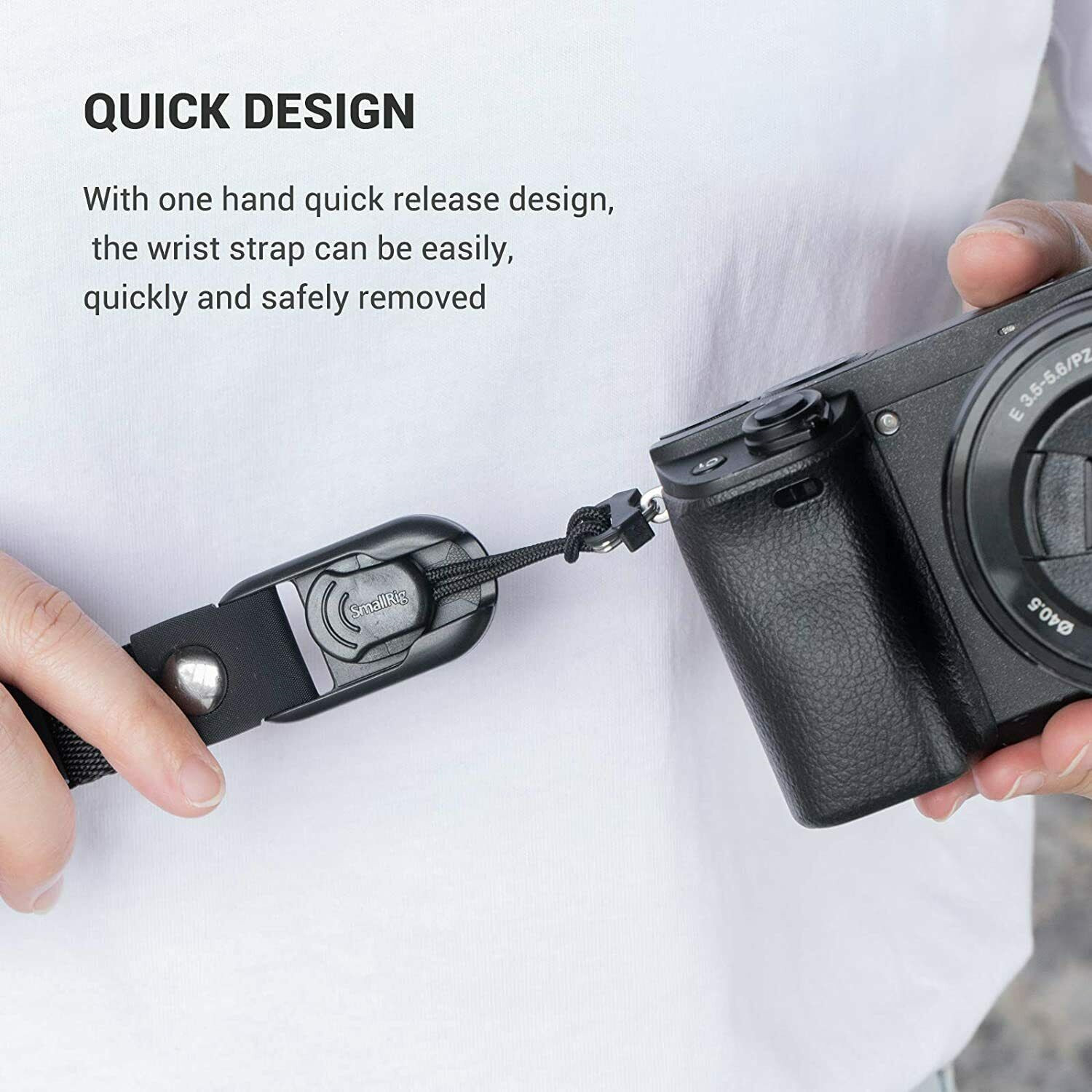 SmallRig Universal Camera Hand Wrist Strap Compatible with DSLR/SLR Camera Black