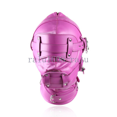 Open Mouth Gag Faux Leder Full Gimp Hood Hood Padded Locking Eyes Blindfold