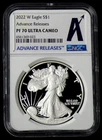 2022-W PR-70 UCAM ADVANCED RELEASE PROOF SILVER EAGLE- RARE NGC "A" LABEL