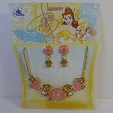 New Disney Store Princess Belle Costume Jewelry Set Necklace Earrings