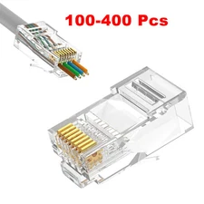 Cat6 RJ45 Connectors Pass Through Modular Plug Network Cable Connector End 8P8C
