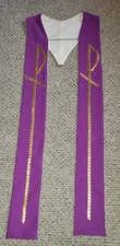 CLERGY STOLE OFFICIANT VESTMENT PURPLE W/GOLD TAU RHO HAND MADE