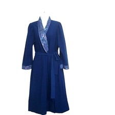 Vandemere Vintage Robe Womens Medium Blue Velour Tie Front Midi USA