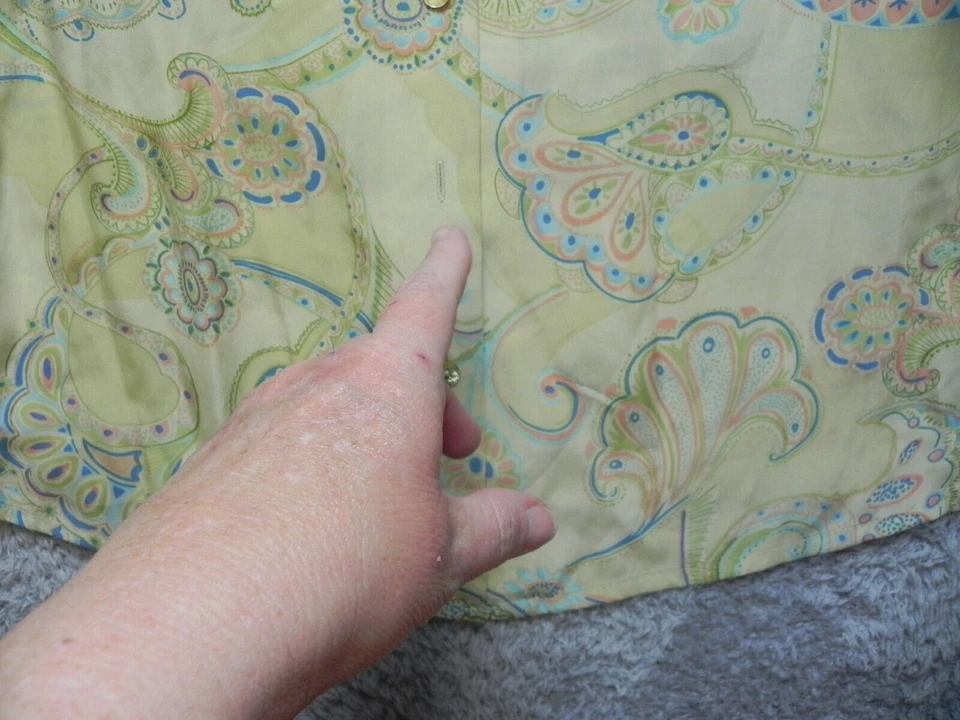 Camisa Tommy Bahama Mujer Mediana Abotonada Hawaiana Paisley Damas Foto 3 de 4