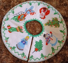 Hand Quilted Christmas Tree Skirt Angel Santa Tree Snowman Stocking Sleigh